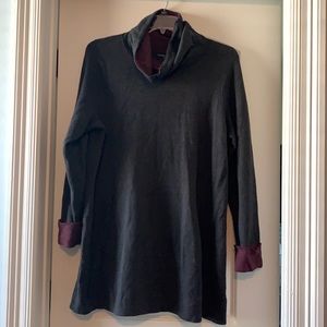 Gray and maroon long sweater